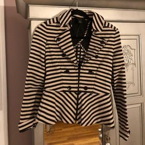 WHBM cream and black striped military jacket